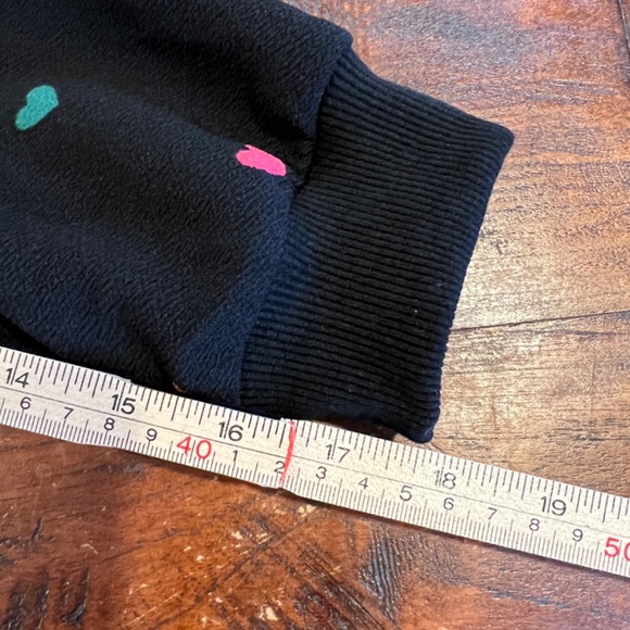 Valentine's Day Colorful Heart Print Black Zip Up Bomber Baseball Jacket M - Picture 6 of 6